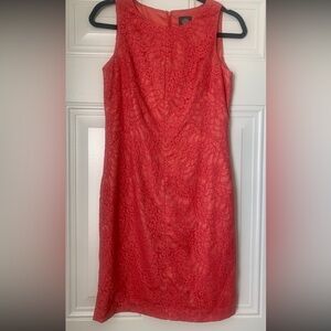 Vince Camuto Vibrant Coral Lace Midi Dress Size 4